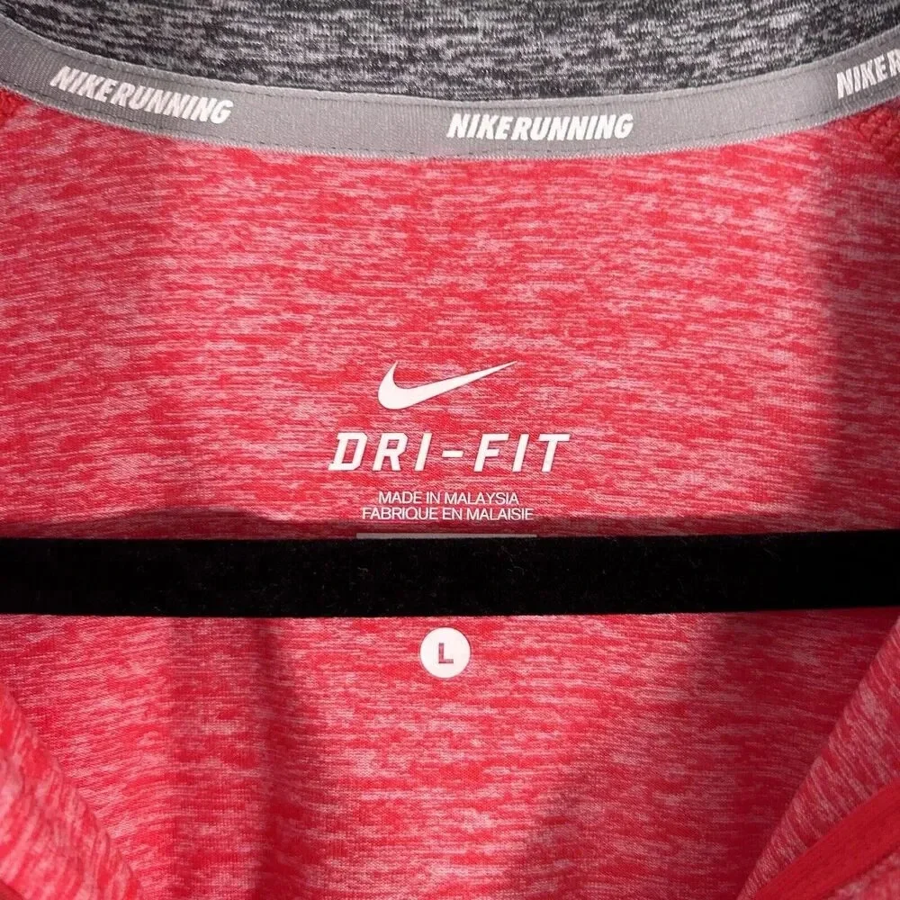 Nike Running Jacket Women's Large Red Long Sleeve 1/4 Zip Pullover 5K Shirt